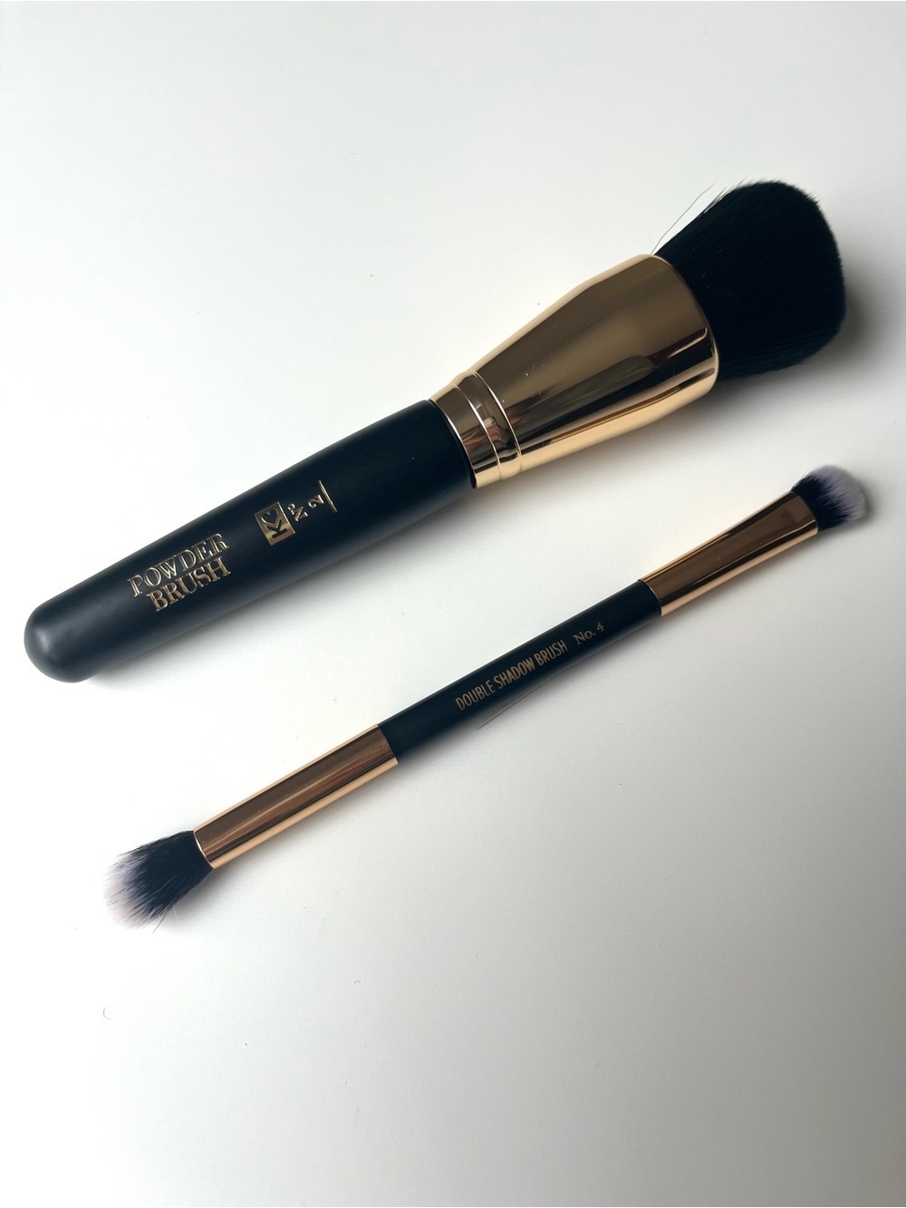 Makeup Brushes Set of 2, Powder and Double-Ended Shadow Brush, Belle Beauty